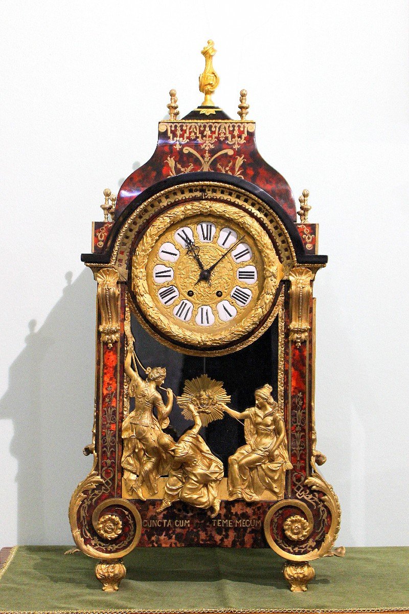  Large French Boulle Mantel Clock Of 19th Century