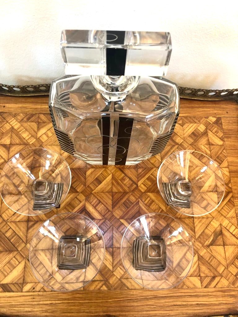 Karel Palda Czech Art Deco Glass  Service For Port Wine-photo-2