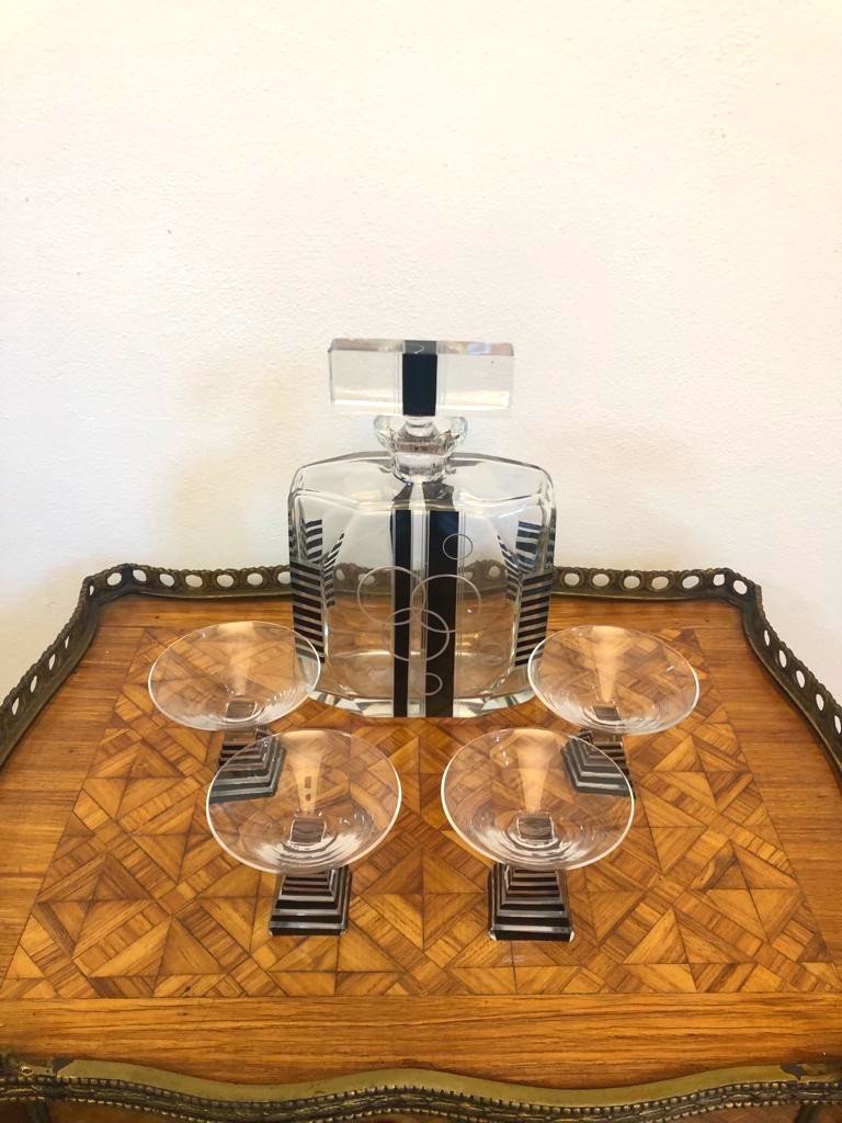 Karel Palda Czech Art Deco Glass  Service For Port Wine