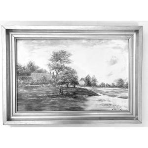 Peinture sur Porcelaine de Delft « Paysage Hollandais