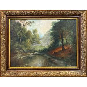 Peintre Français du XIXe siècle « Mares en forêt »