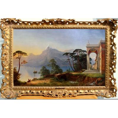William Henry Pyne, 1769–1843 peintre britannique, belle peinture d'un lac dans le nord de l'Italie.