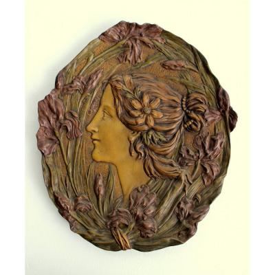 Ernst Wahliss Turn Wien Austrian Art Nouveau Ceramic Sculpture From The Profile Of A Woman