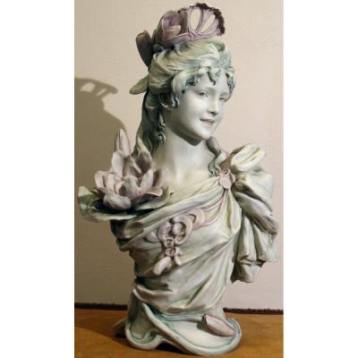 Royal Dux Art Nouveau Bust Of A Girl