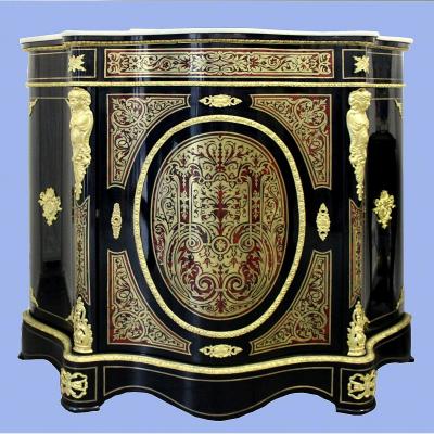 Commode In The Boulle With Marble Plate Type Napoleon III France