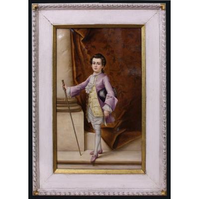 Very Detailed Hand Painted Porcelain Plaque  By Little Mozart, Perhaps Kpm