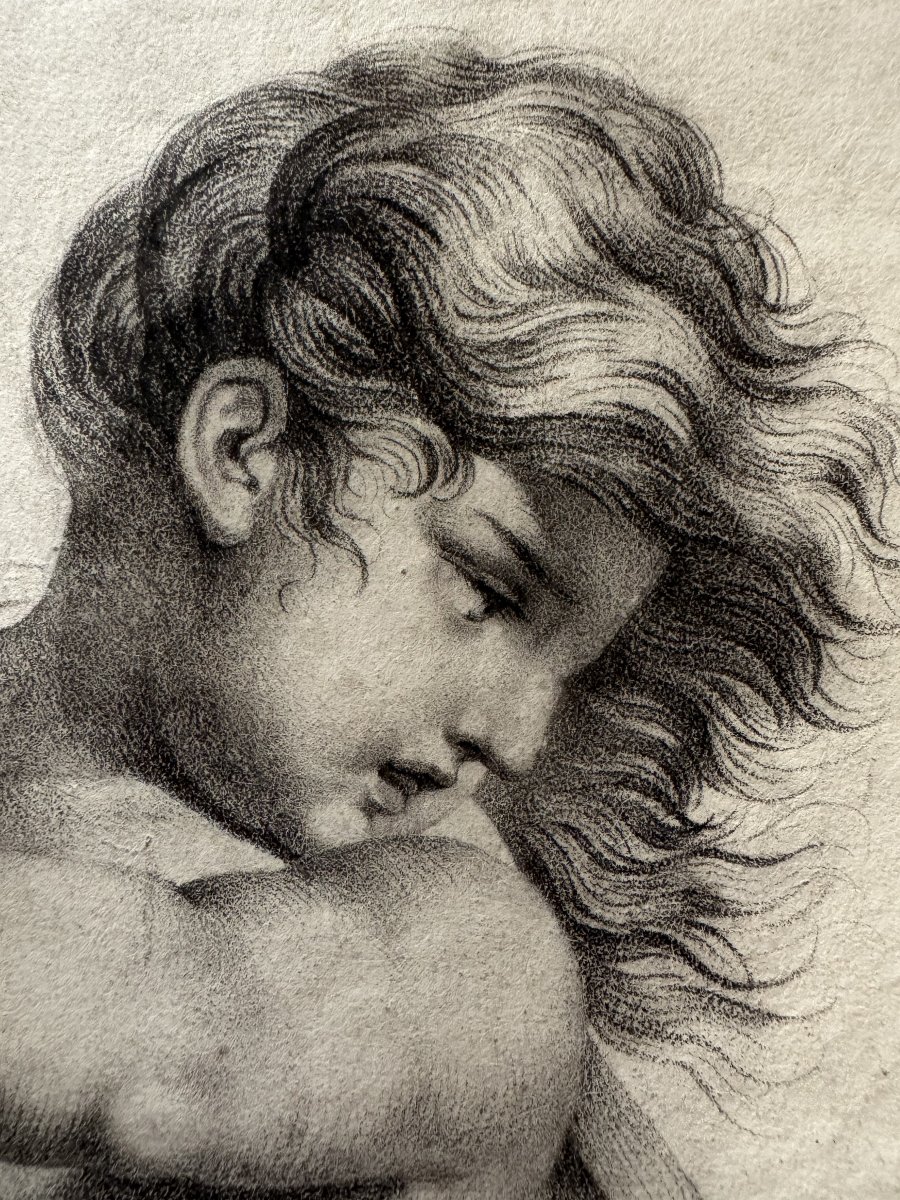 Amour poursuivi par un serpent daté 1807 école française - dessin-photo-3