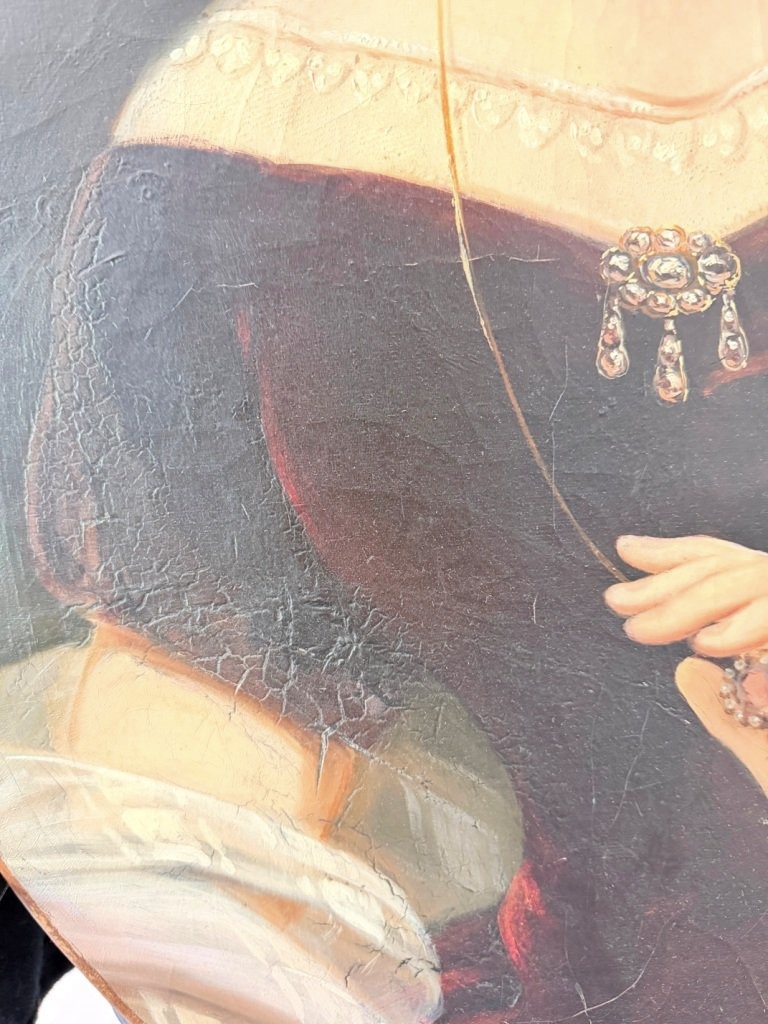 Portrait d'une élégante, huile sur toile, XIXème siècle-photo-4