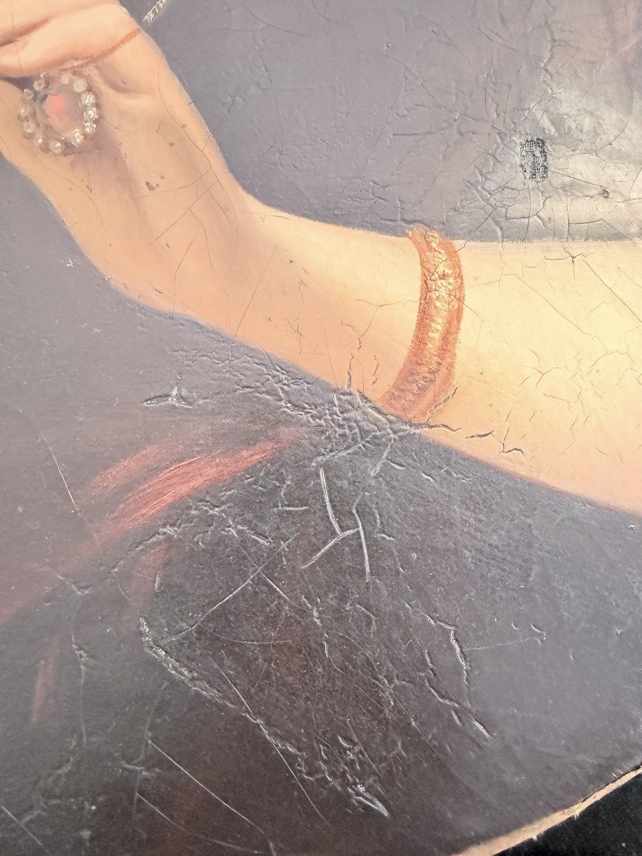 Portrait d'une élégante, huile sur toile, XIXème siècle-photo-2