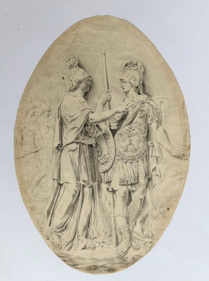 Dessin pierre à la noire, école française du XVIIIème