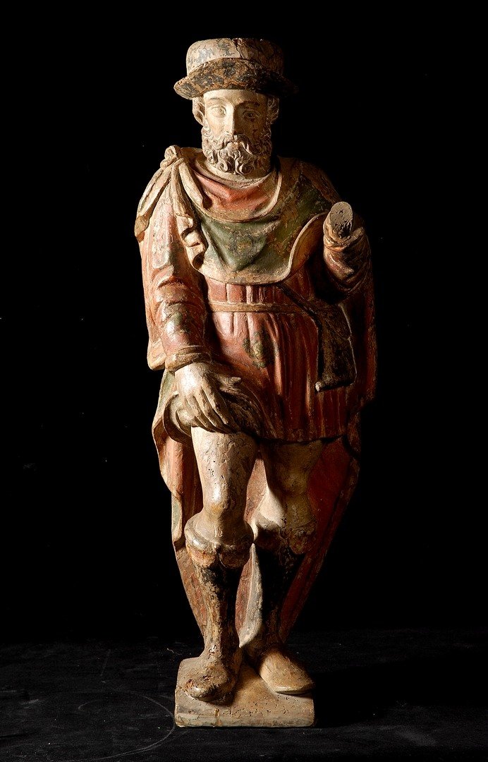 Saint Roch, Polychrome Wood Sculpture XVIth Century