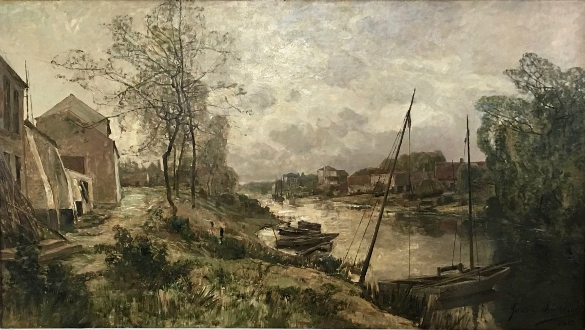 Gustave Den Duyts (1850-1897), View Of The Gent-terneuzen Canal-photo-1