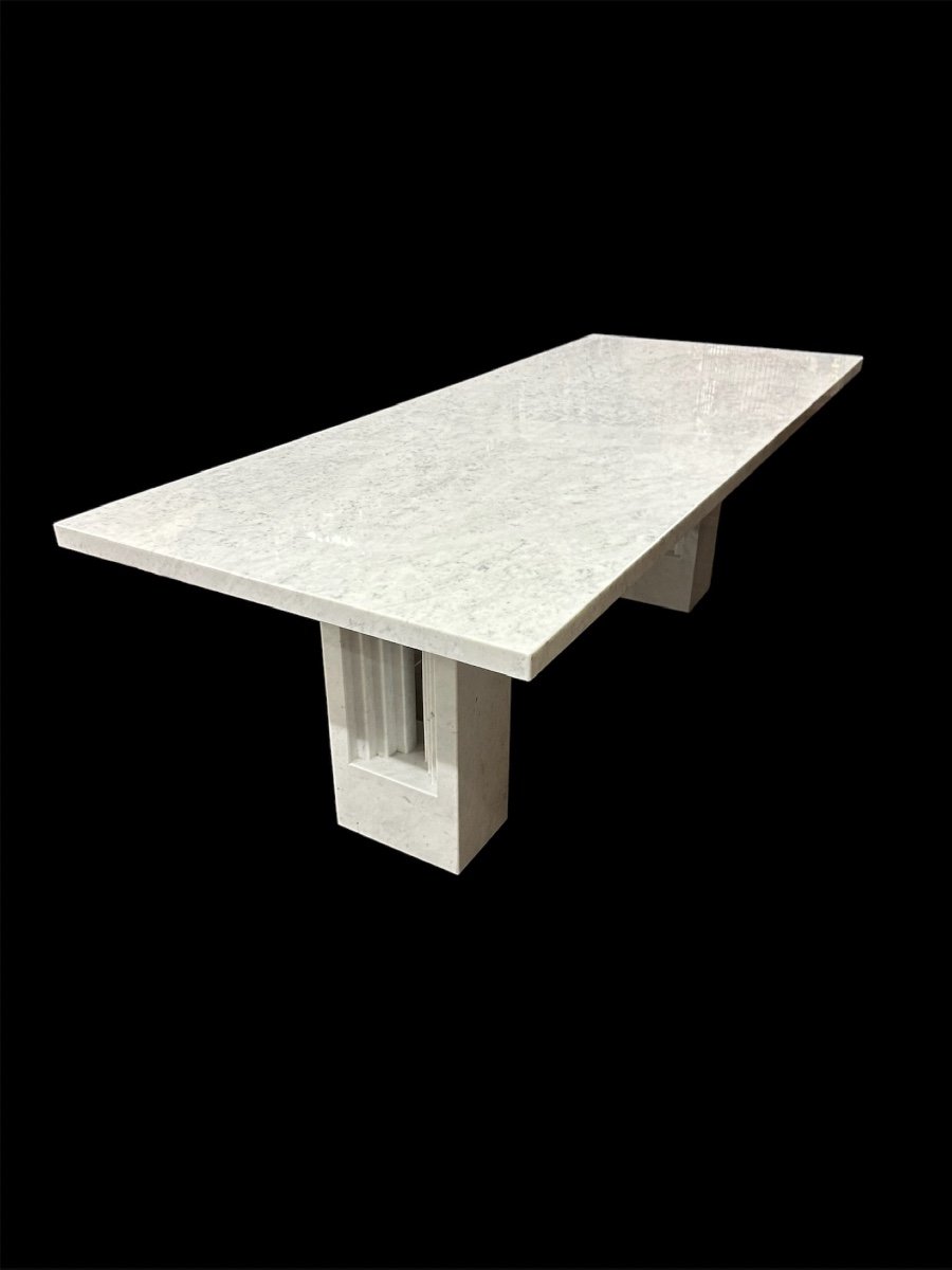 Table Iconique ‘delfi’ En Marbre Par Carlo Scarpa & Marcel Breuer Pour Simon