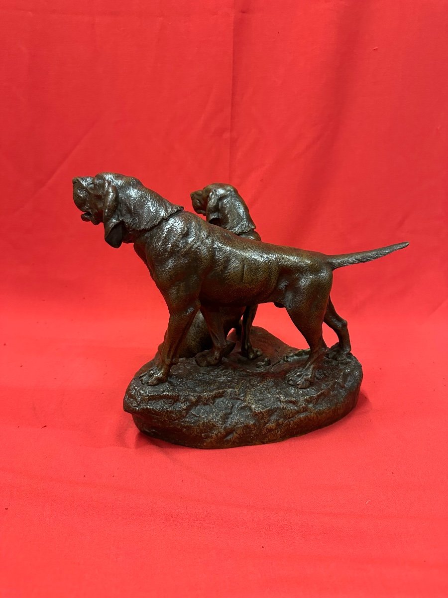 Pair Of Hunting Dogs By Leon Bureau-photo-4