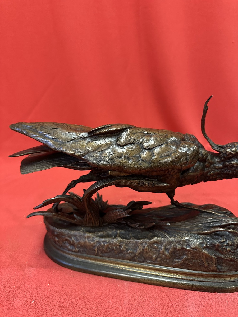 Bronze Sculpture Of A Lapwing By J. Moigniez-photo-3