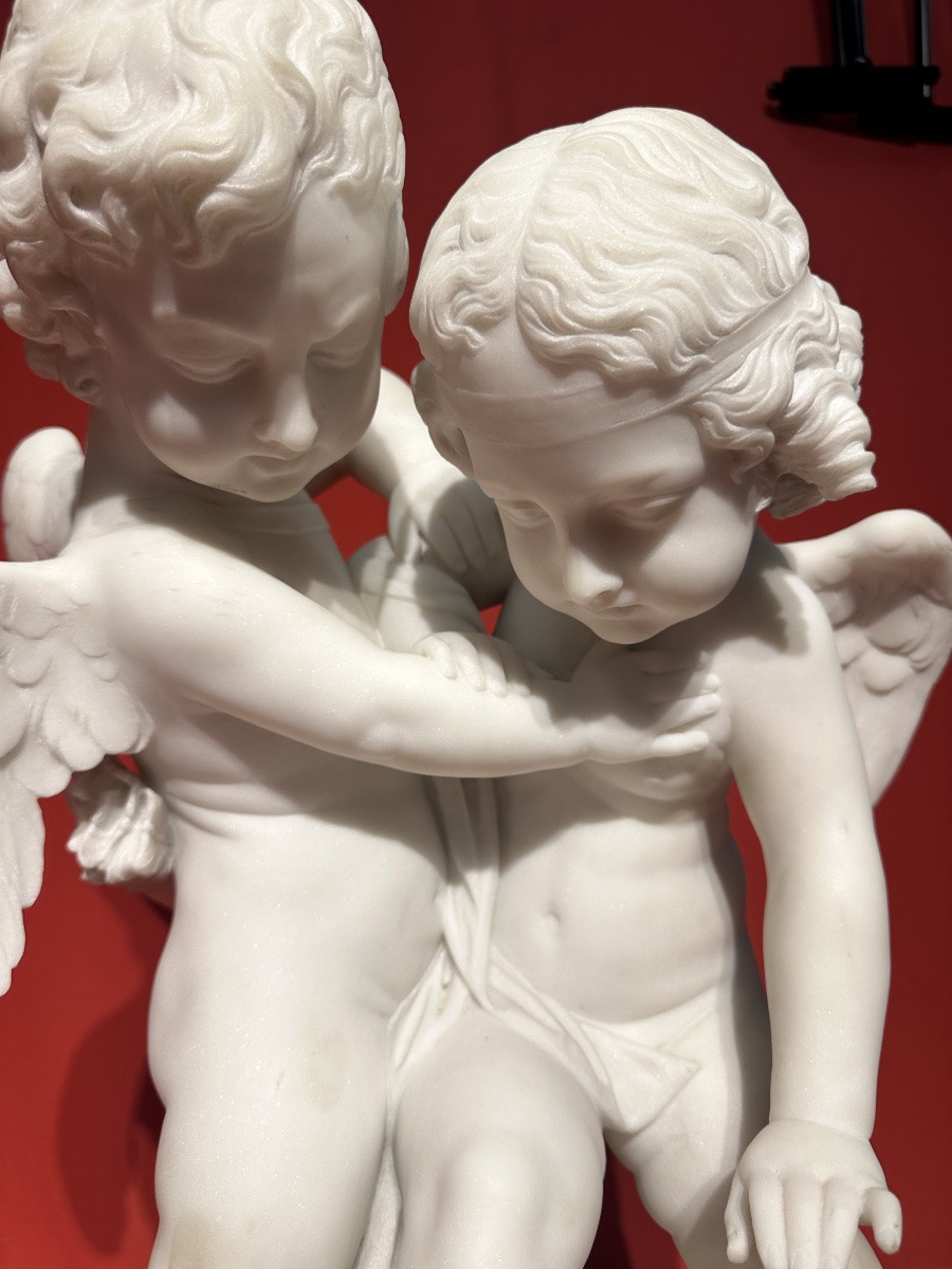 Sculpture romantique en marbre de Cupidons – Falconet-photo-2