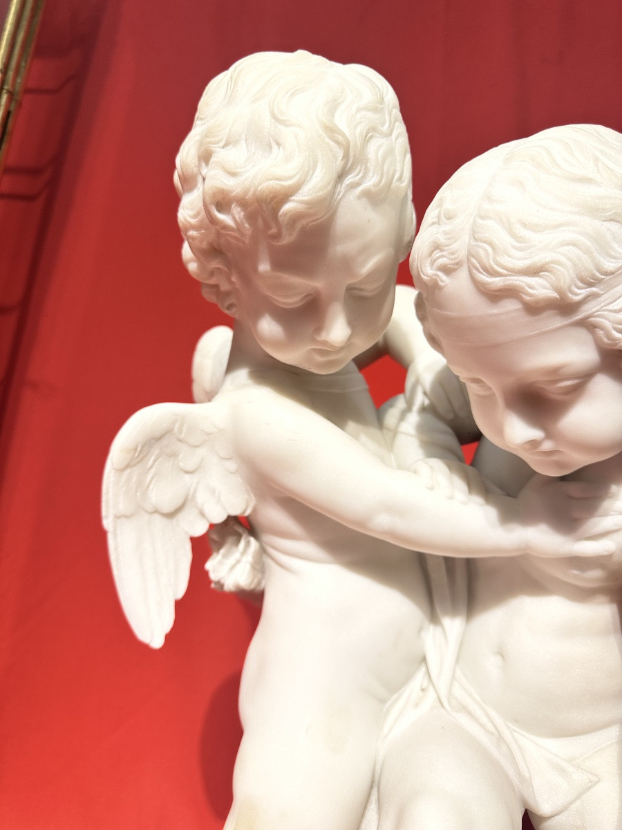 Sculpture romantique en marbre de Cupidons – Falconet-photo-3