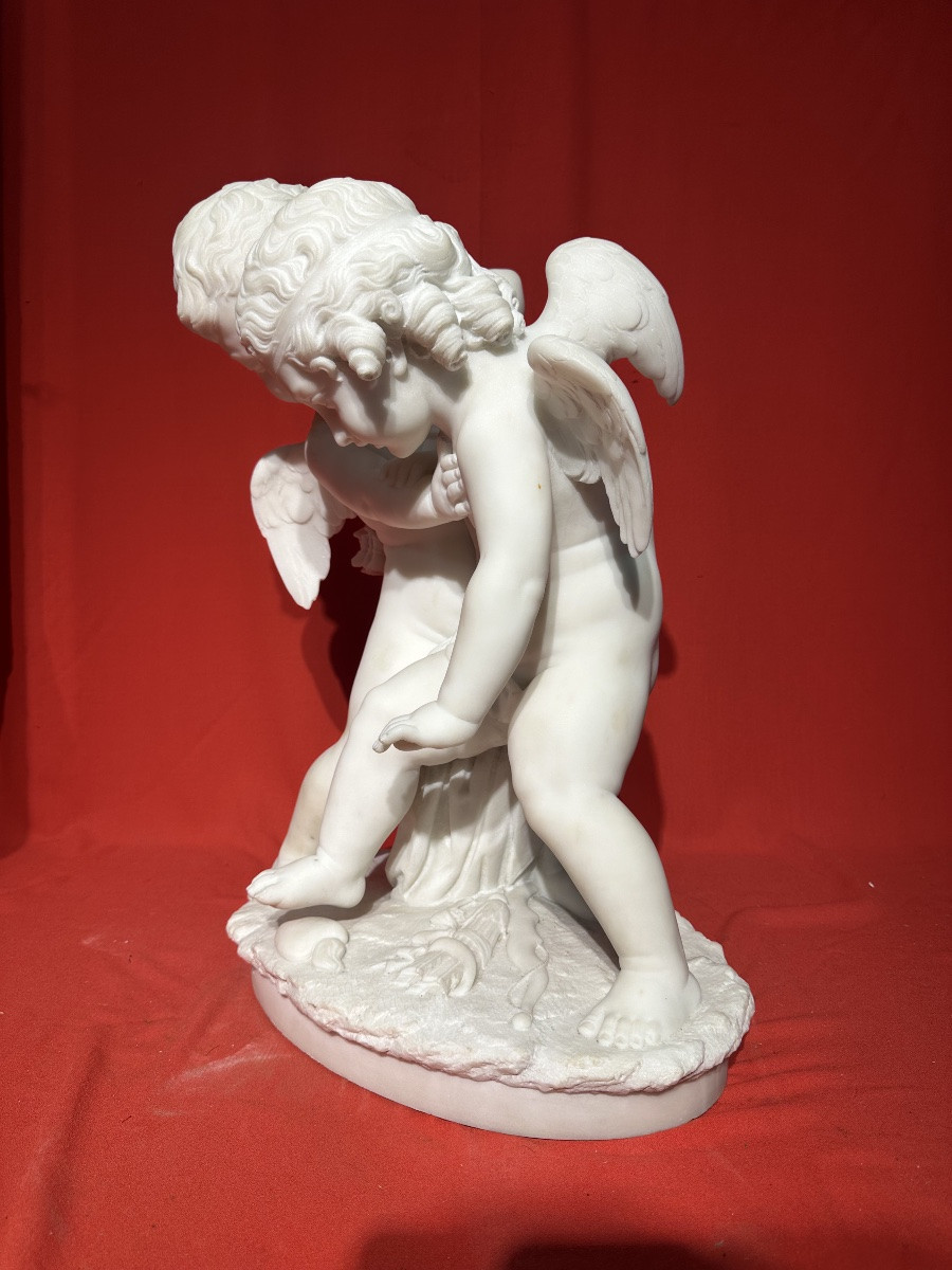 Sculpture romantique en marbre de Cupidons – Falconet-photo-2