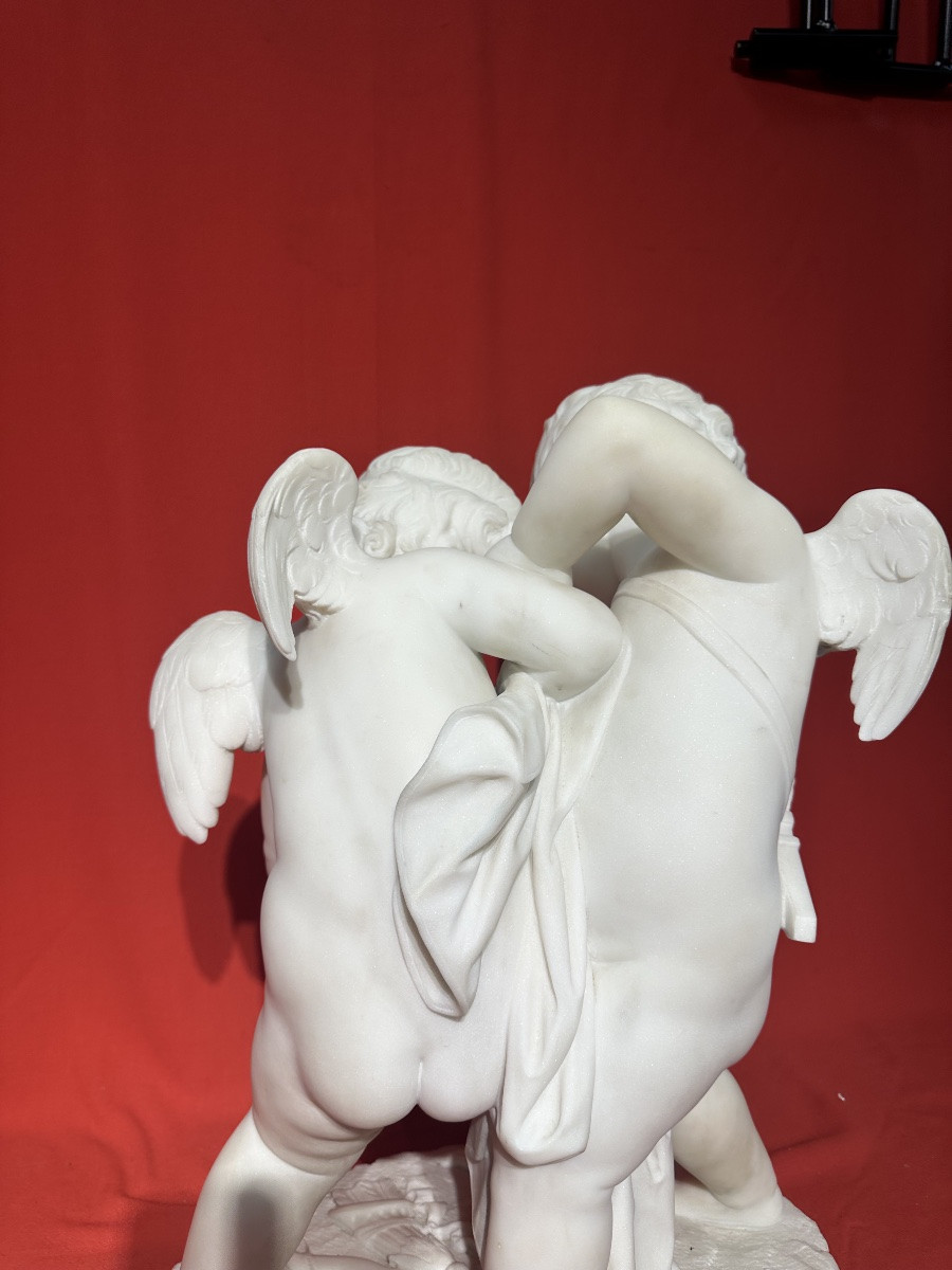 Sculpture romantique en marbre de Cupidons – Falconet-photo-4