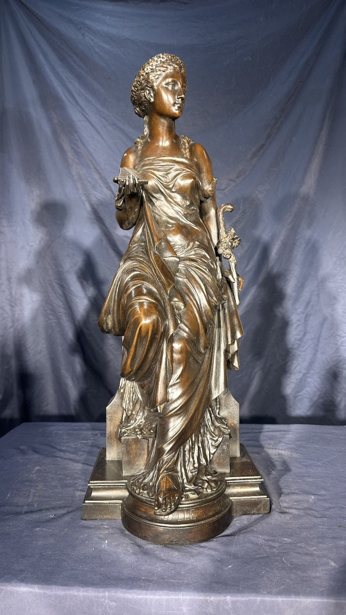 Neoclassical Bronze Sculpture “idylle” By Peiffer (1832–1886)-photo-2