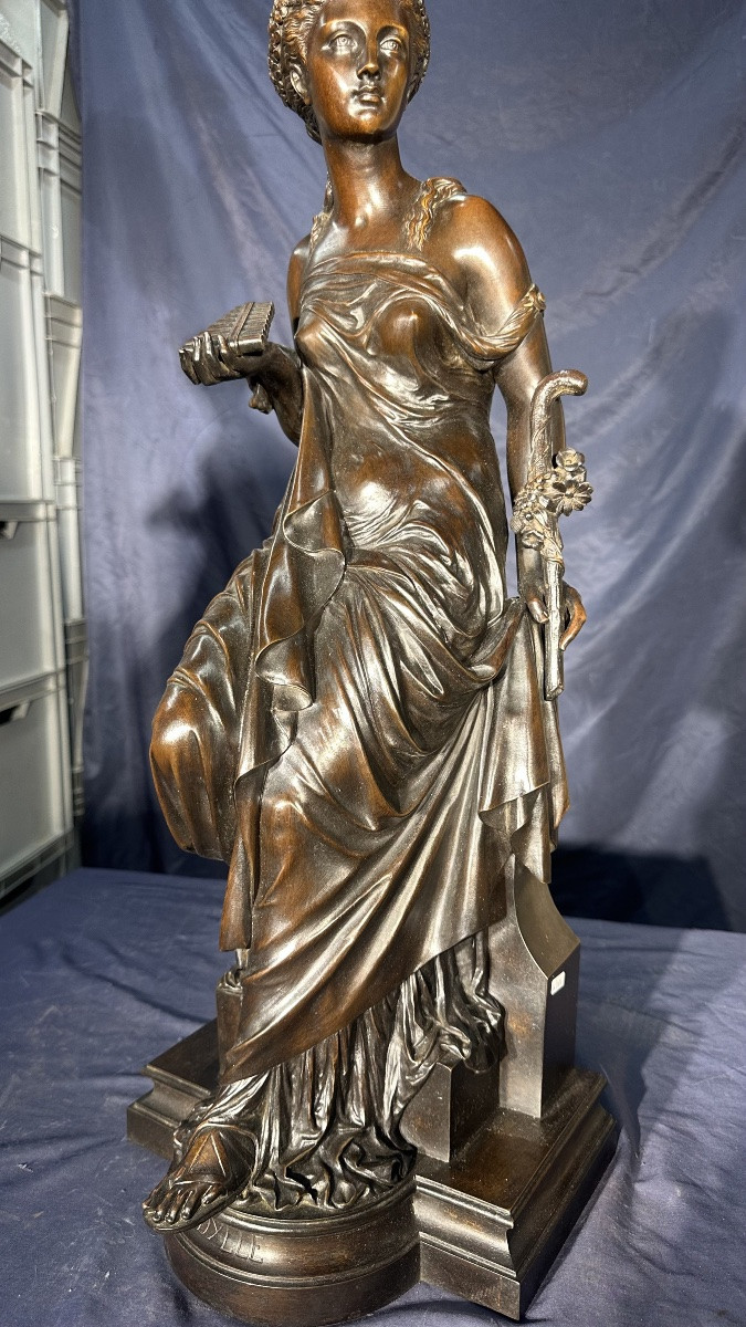 Neoclassical Bronze Sculpture “idylle” By Peiffer (1832–1886)-photo-4