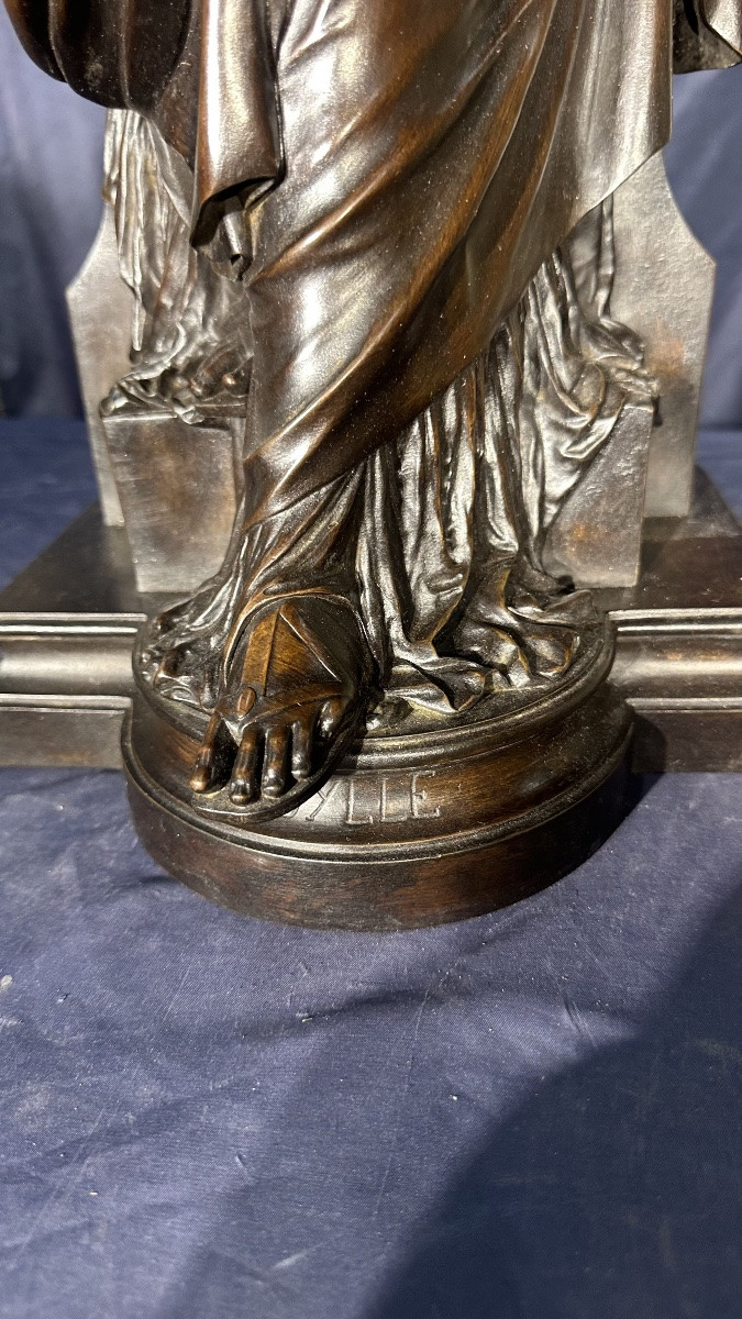 Neoclassical Bronze Sculpture “idylle” By Peiffer (1832–1886)-photo-2