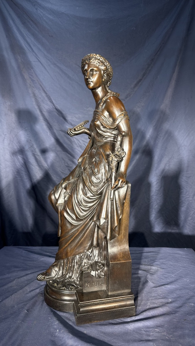 Neoclassical Bronze Sculpture “idylle” By Peiffer (1832–1886)-photo-4