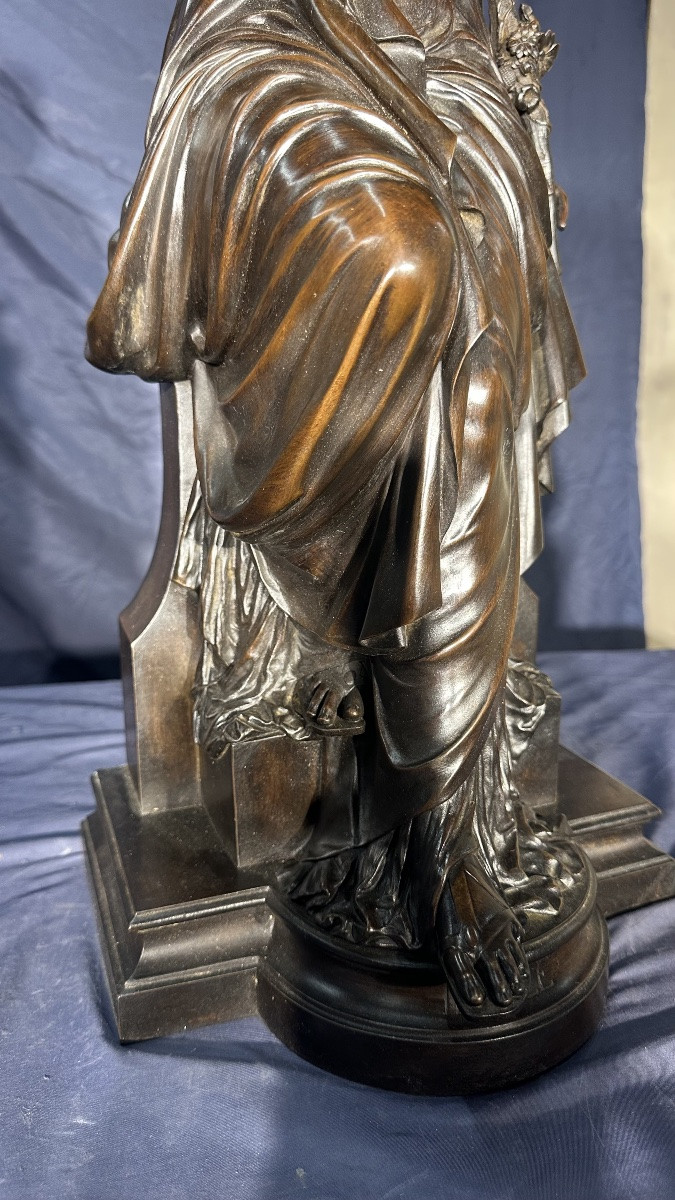 Neoclassical Bronze Sculpture “idylle” By Peiffer (1832–1886)-photo-7
