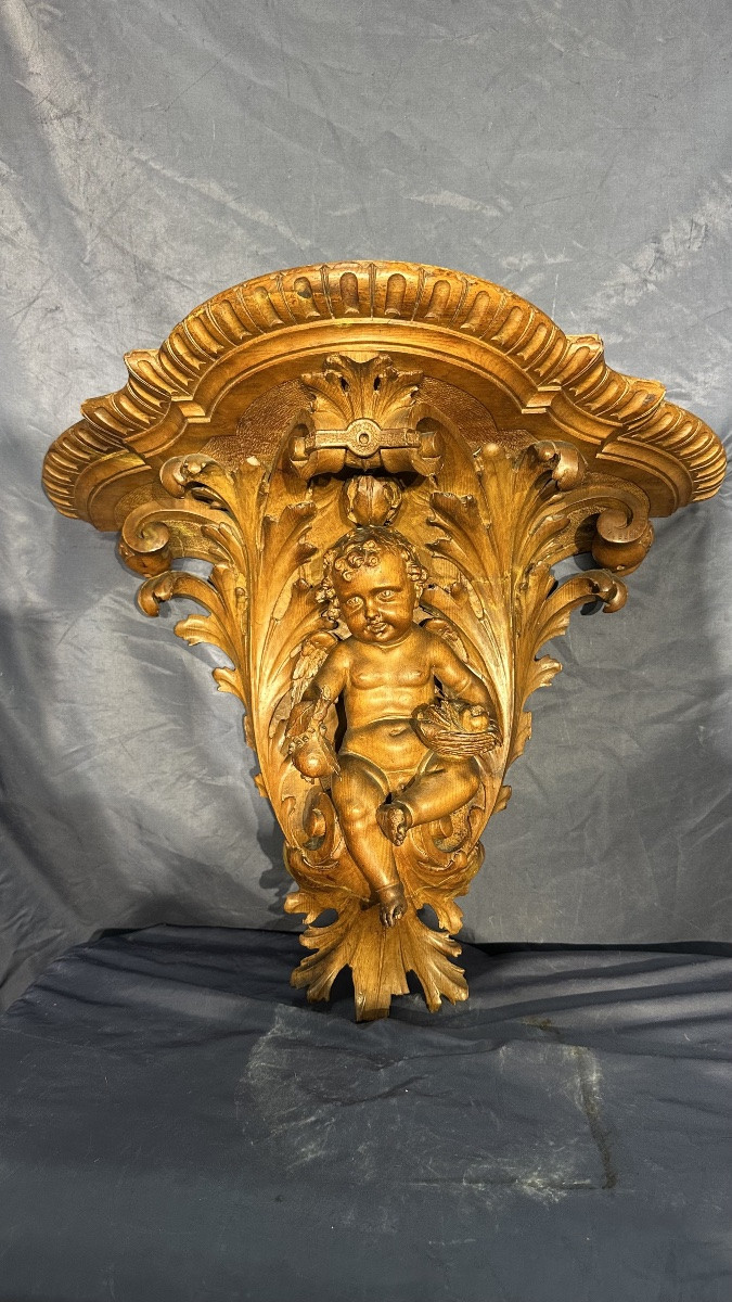 Console en Noyer avec Chérubin – France, XIXe siècle-photo-2
