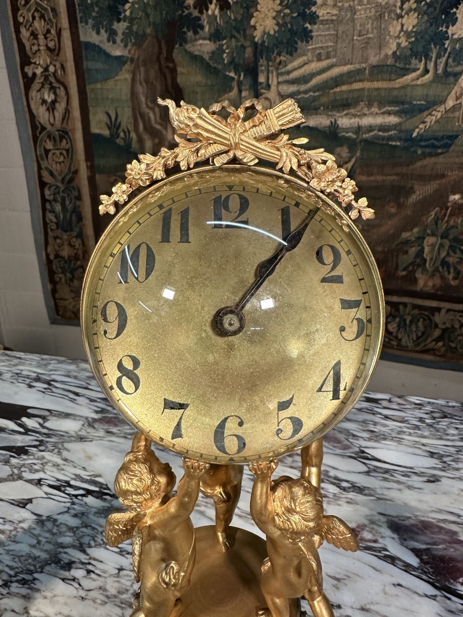 19th Century French Gilt Bronze And Green Marble Fireplace Surround-photo-3