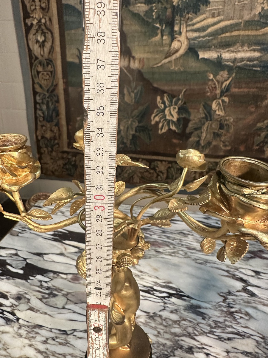 19th Century French Gilt Bronze And Green Marble Fireplace Surround-photo-4