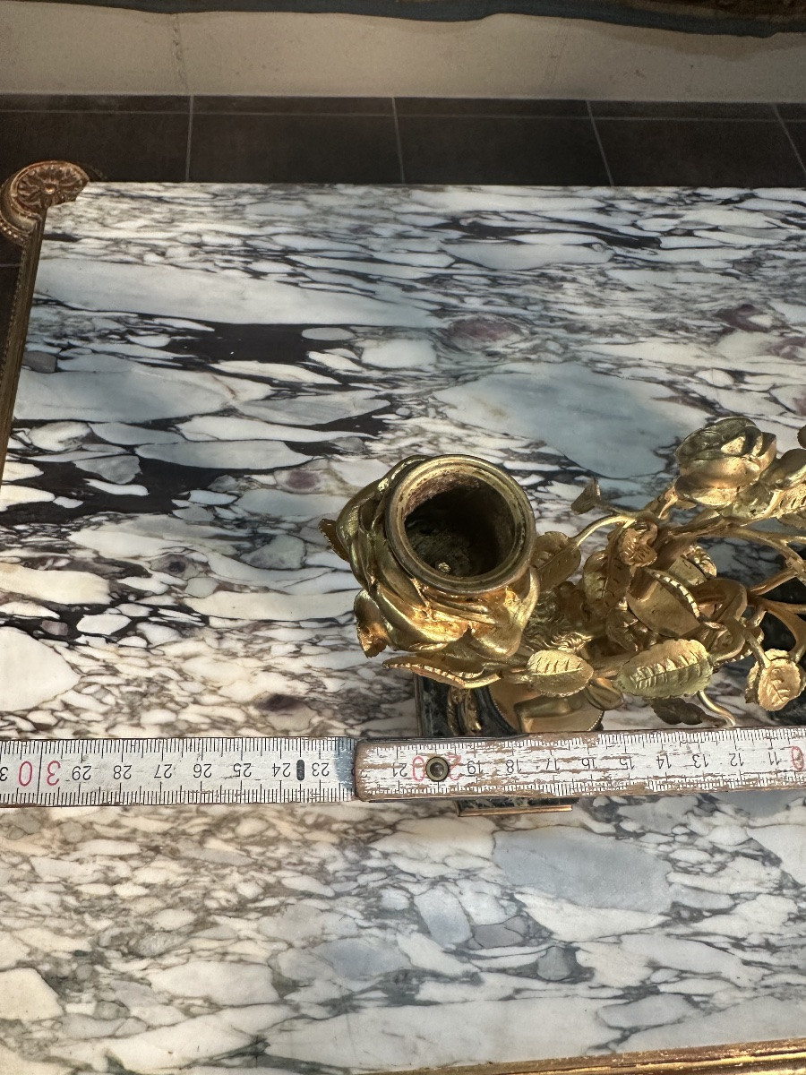 19th Century French Gilt Bronze And Green Marble Fireplace Surround-photo-5