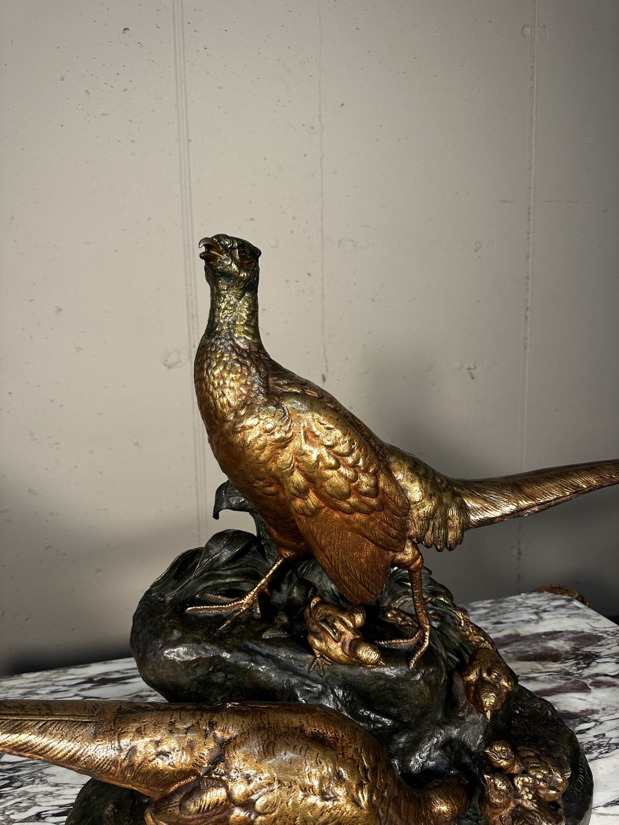 Sculpture en bronze « La Famille de Faisans » – Clovis Masson-photo-3