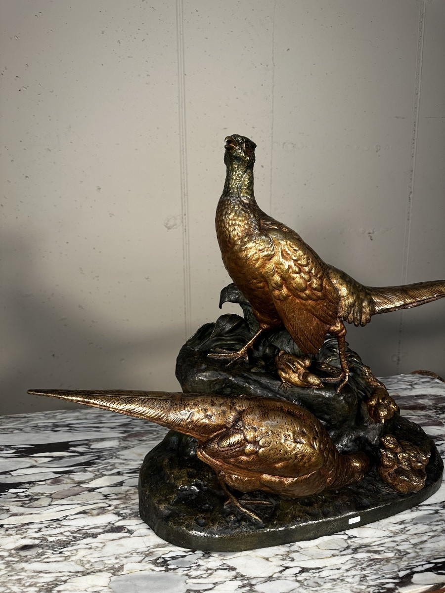 Sculpture en bronze « La Famille de Faisans » – Clovis Masson-photo-2