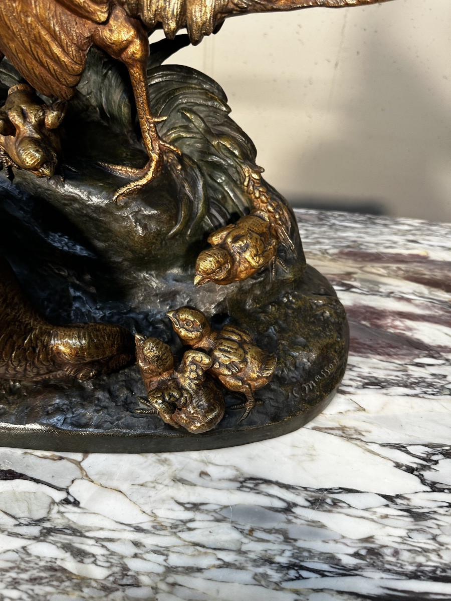 Sculpture en bronze « La Famille de Faisans » – Clovis Masson-photo-4