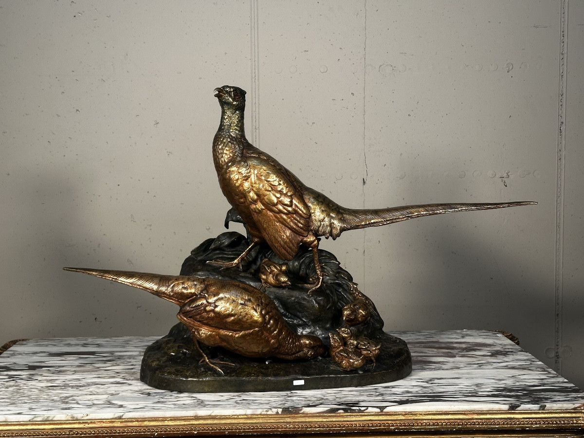 Sculpture en bronze « La Famille de Faisans » – Clovis Masson