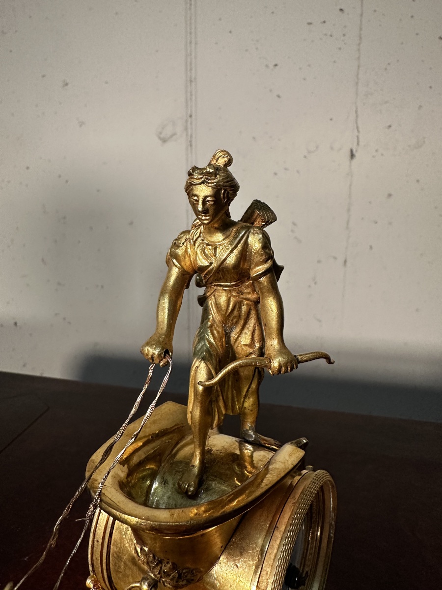Pendule Napoléon III "Char de Diane" – Bronze Doré-photo-4