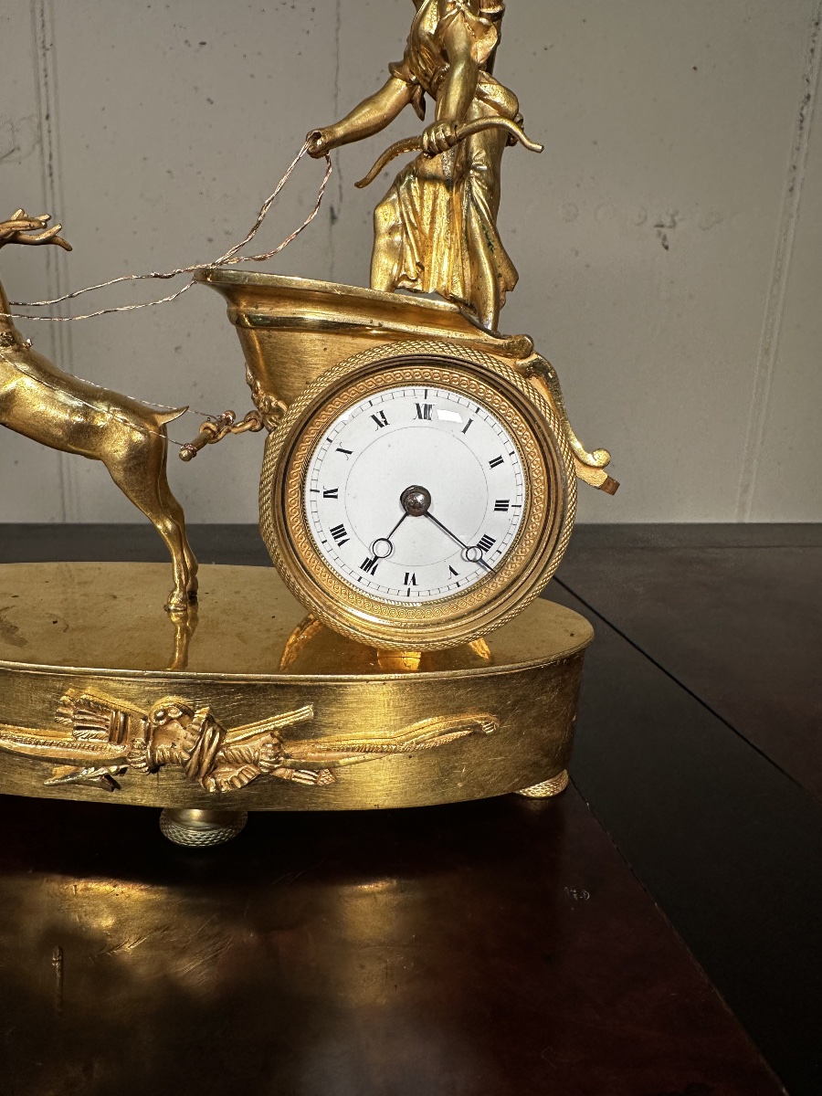 Pendule Napoléon III "Char de Diane" – Bronze Doré-photo-4