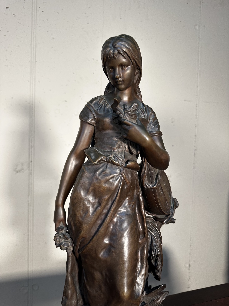 jeune fille avec mandolin de H. Moreau-photo-2