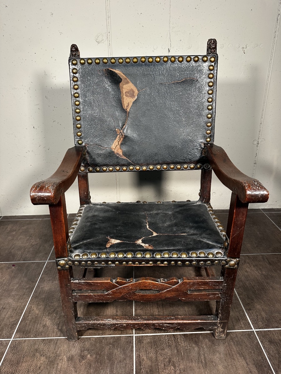 Fauteuil espagnol "frailero" du XVIIIe siècle -photo-2