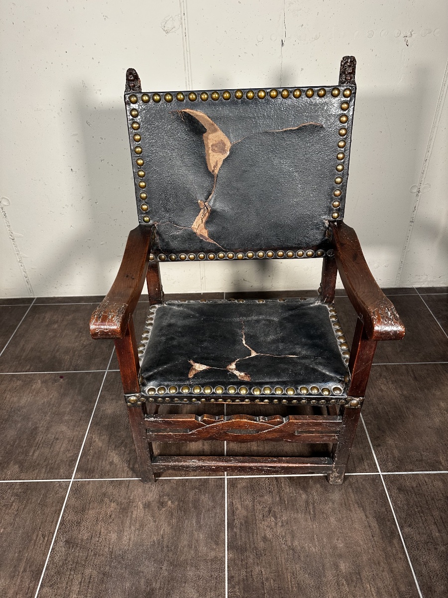 Fauteuil espagnol "frailero" du XVIIIe siècle -photo-3