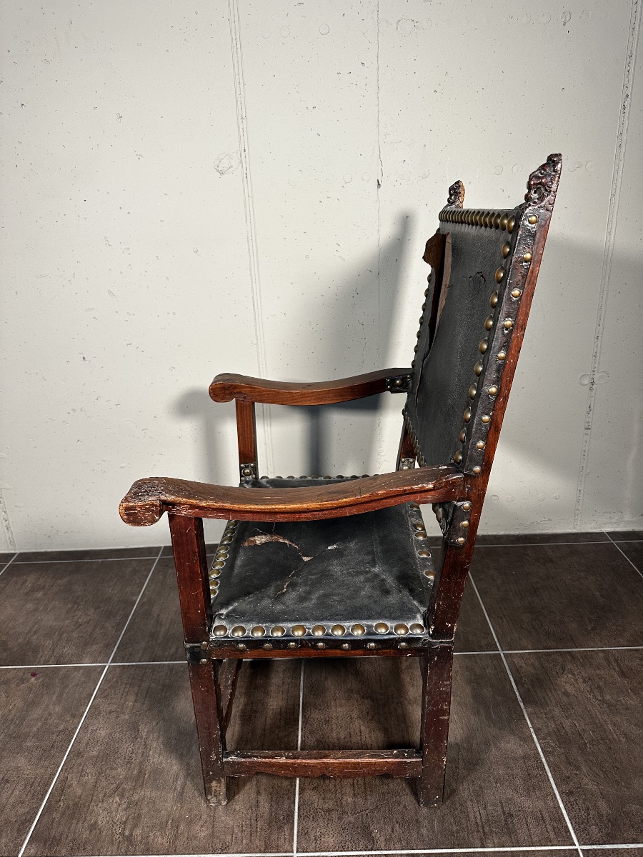 Fauteuil espagnol "frailero" du XVIIIe siècle -photo-4