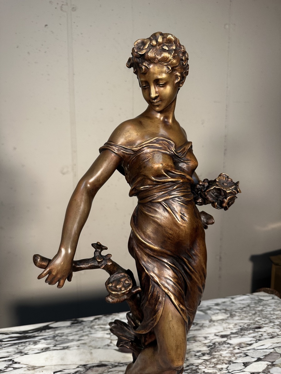 Sculpture en bronze « Printemps » par Eugène Marioton (1857–1933)-photo-3