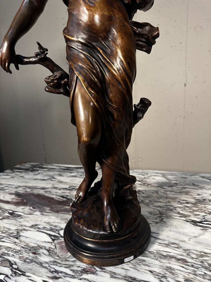 Sculpture en bronze « Printemps » par Eugène Marioton (1857–1933)-photo-1