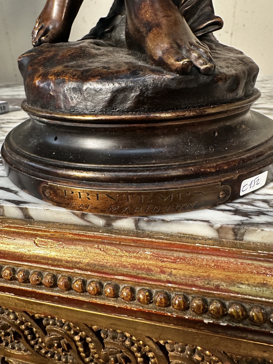 Sculpture en bronze « Printemps » par Eugène Marioton (1857–1933)-photo-2