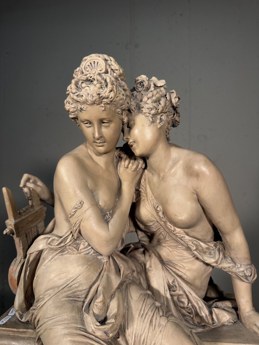 Terracotta Sculpture – The Two Muses – Albert-ernest Carrier-belleuse (1824–1887)-photo-2