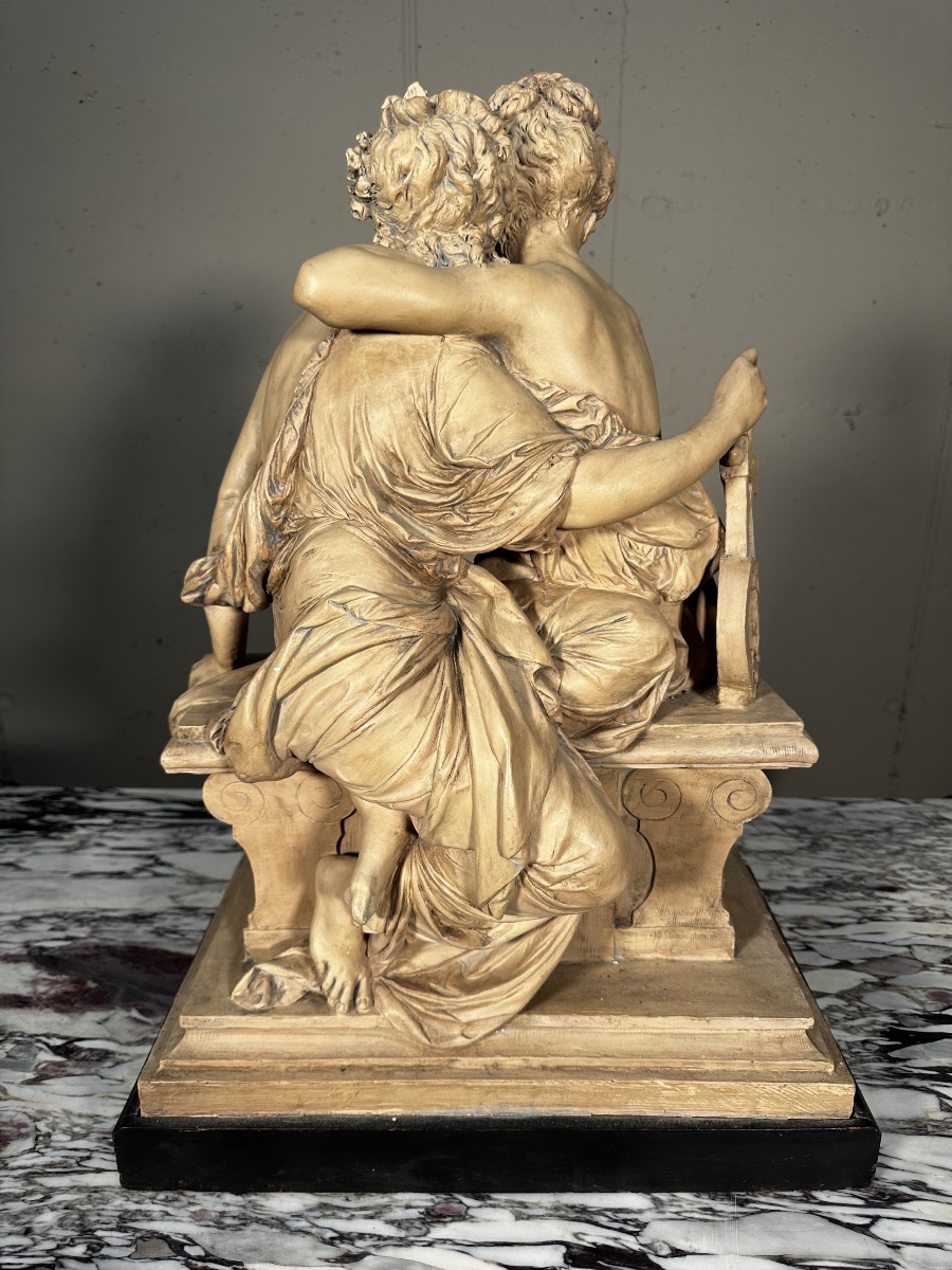 Terracotta Sculpture – The Two Muses – Albert-ernest Carrier-belleuse (1824–1887)-photo-2