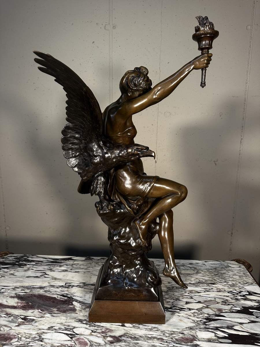 Sculpture en bronze « Génie et Lumière » – Émile Picault-photo-3