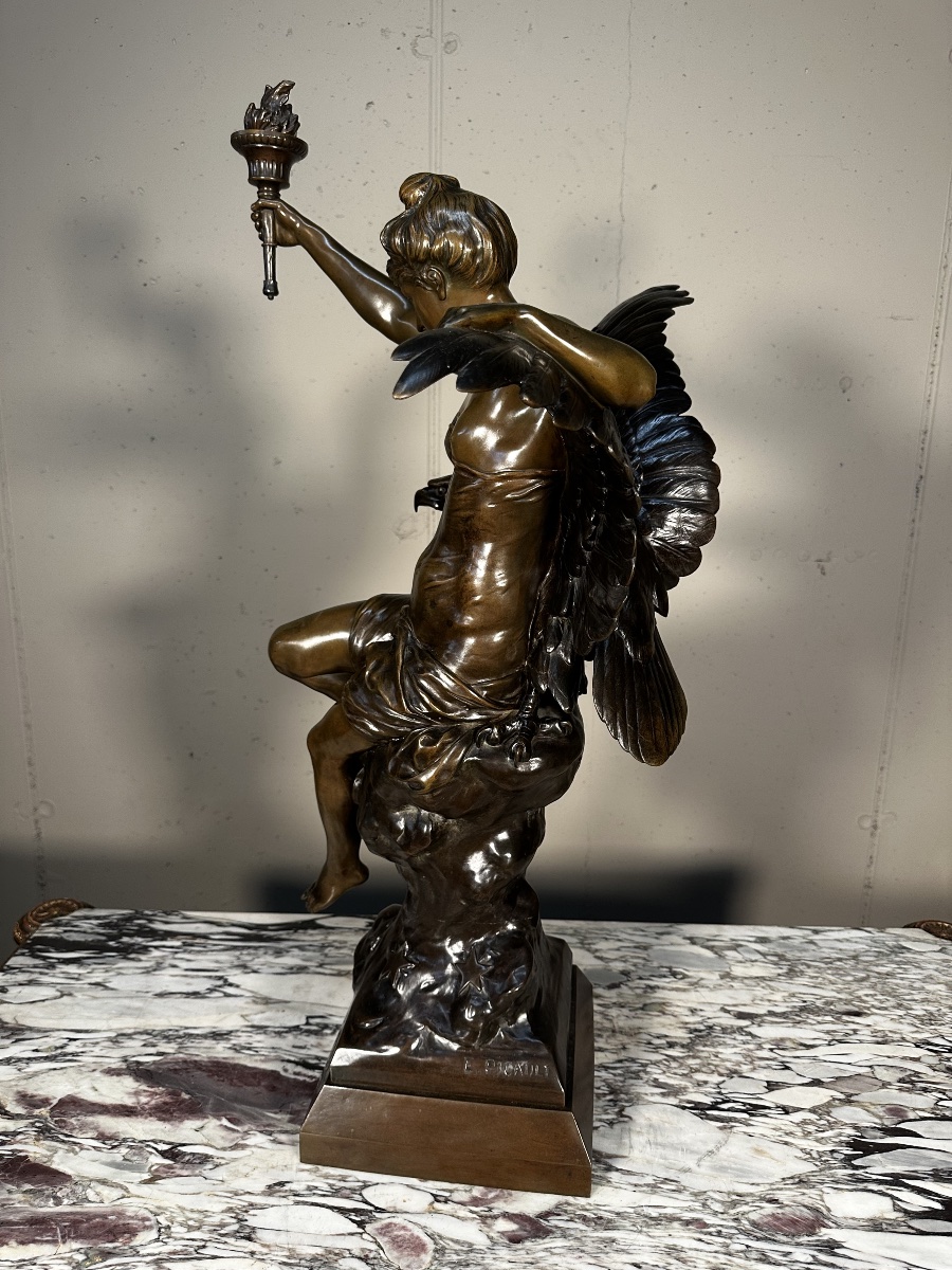 Sculpture en bronze « Génie et Lumière » – Émile Picault-photo-5