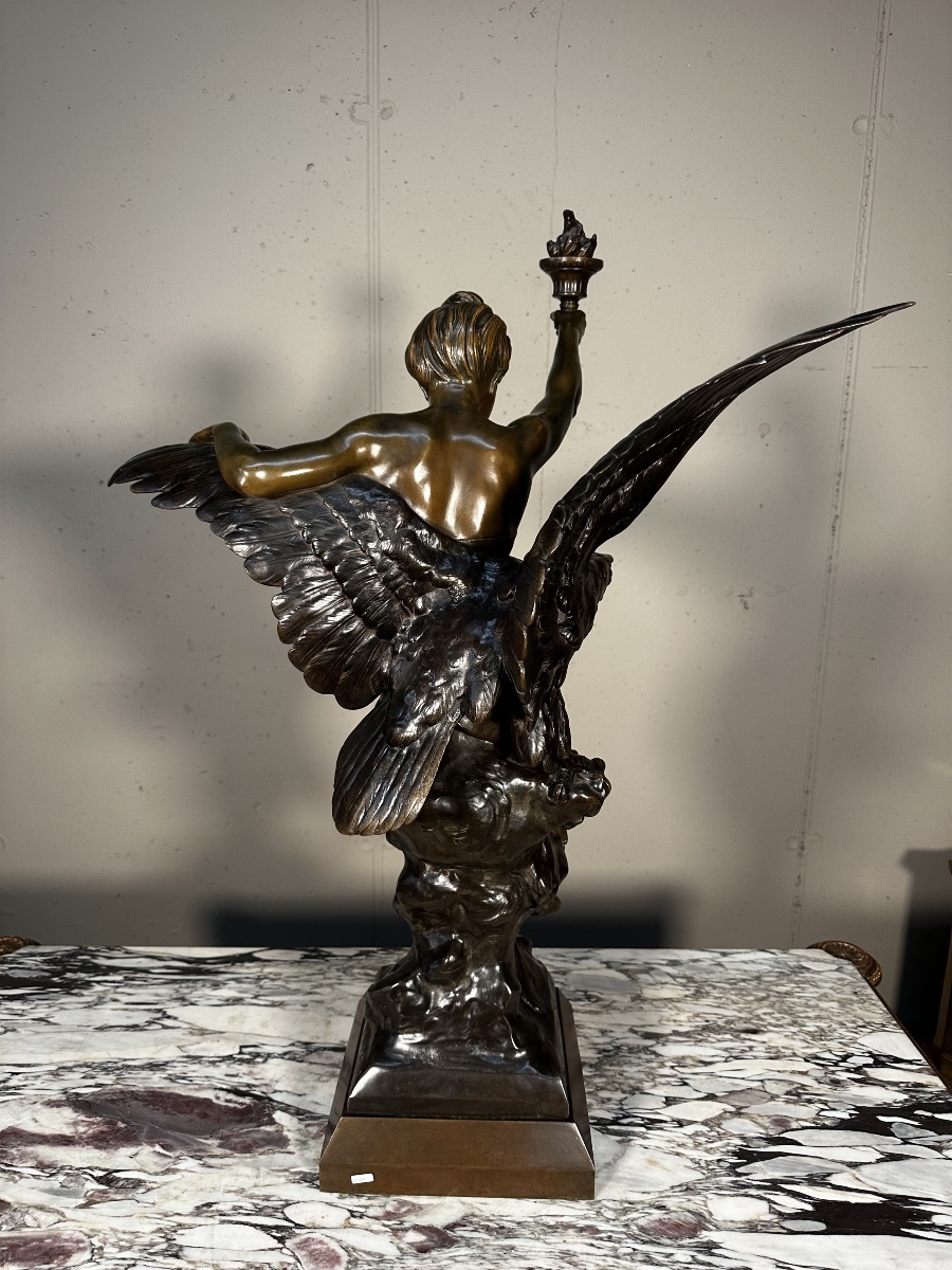 Sculpture en bronze « Génie et Lumière » – Émile Picault-photo-6